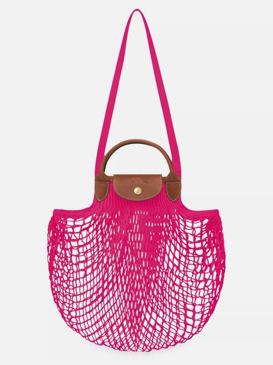 Longchamp Handbags - Longchamp le pliage Pink Mesh Tote Shoulder Bag with Brown Trim. LIKE NEW! Big